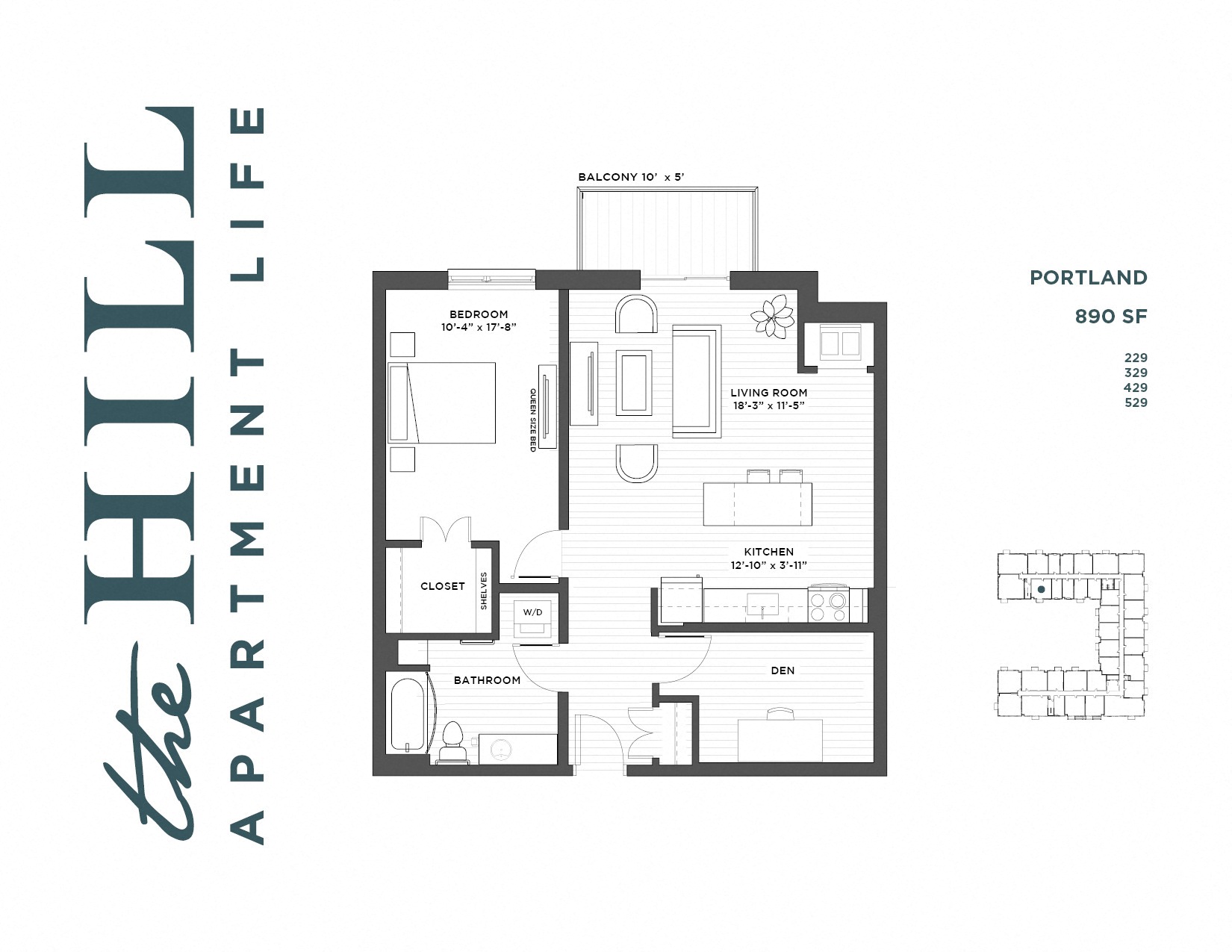 1 bedroom plus den floor plan at The Hill Apartments in st paul mn